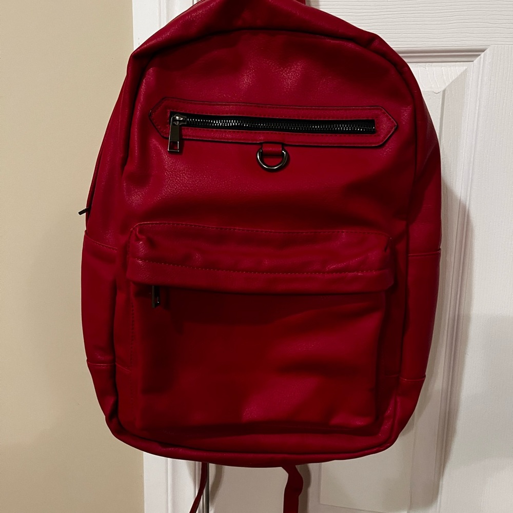 Call It Spring Red Faux Leather Backpack for Women